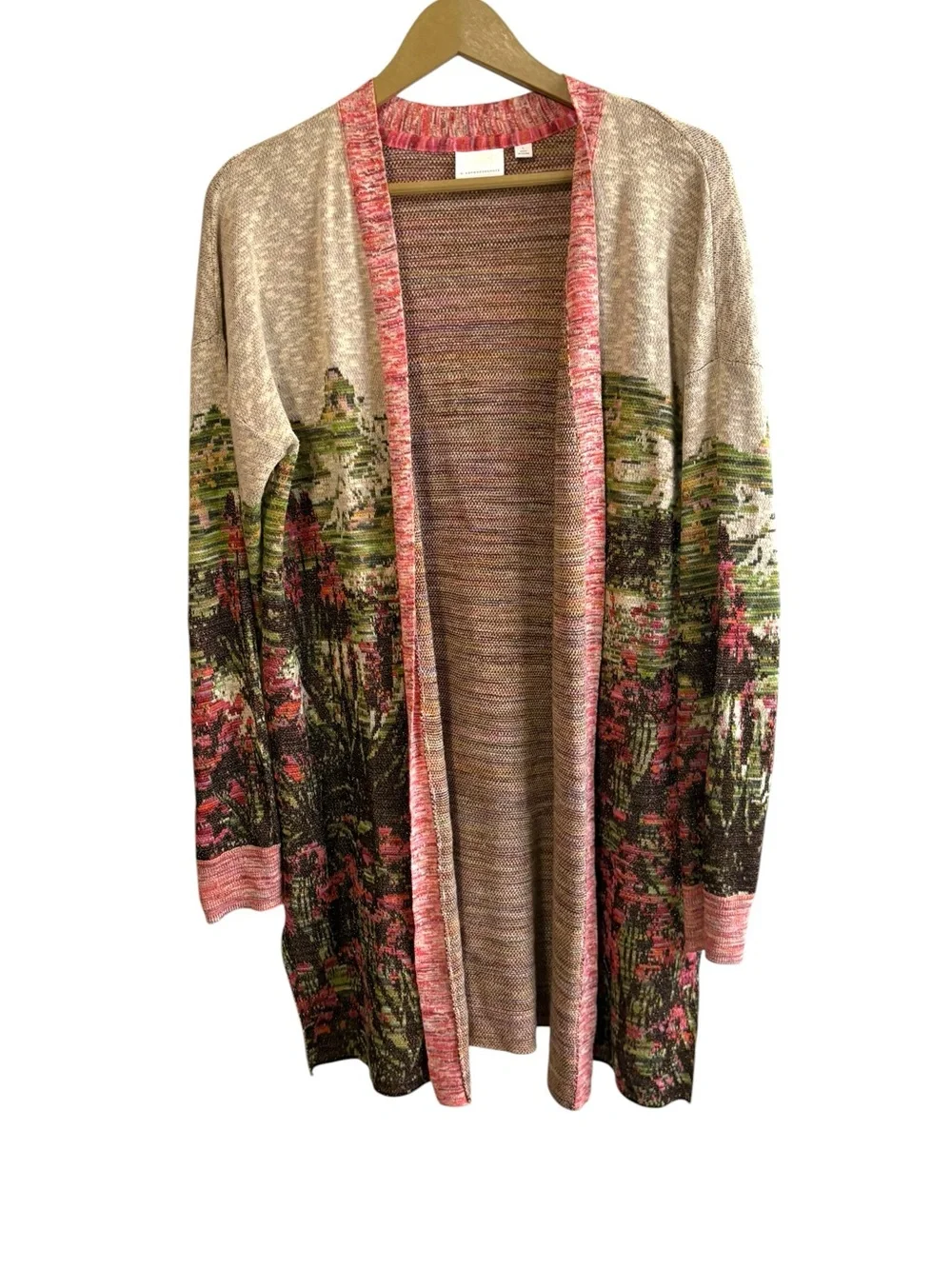 Anthropologie Ett:twa Size Large Landscape Intarsia Cardigan Boho Hippie Prairie - Picture 2 of 6